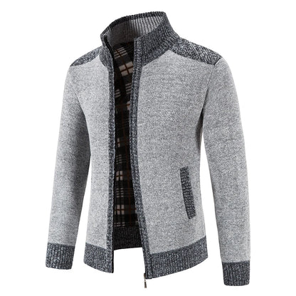 Winter Male Sweater Coat Knit Jumpers Fleece Warm Jacket