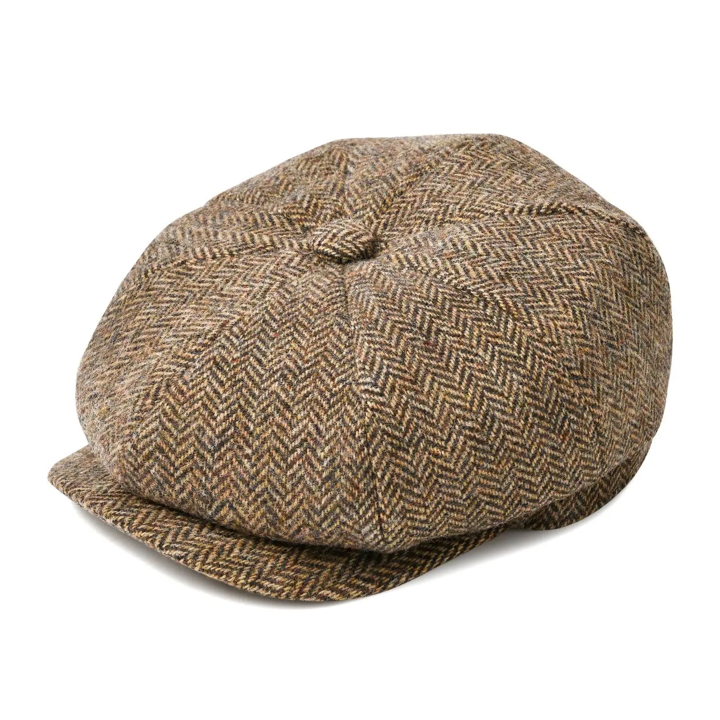 Wool Tweed Newsboy Cap Herringbone