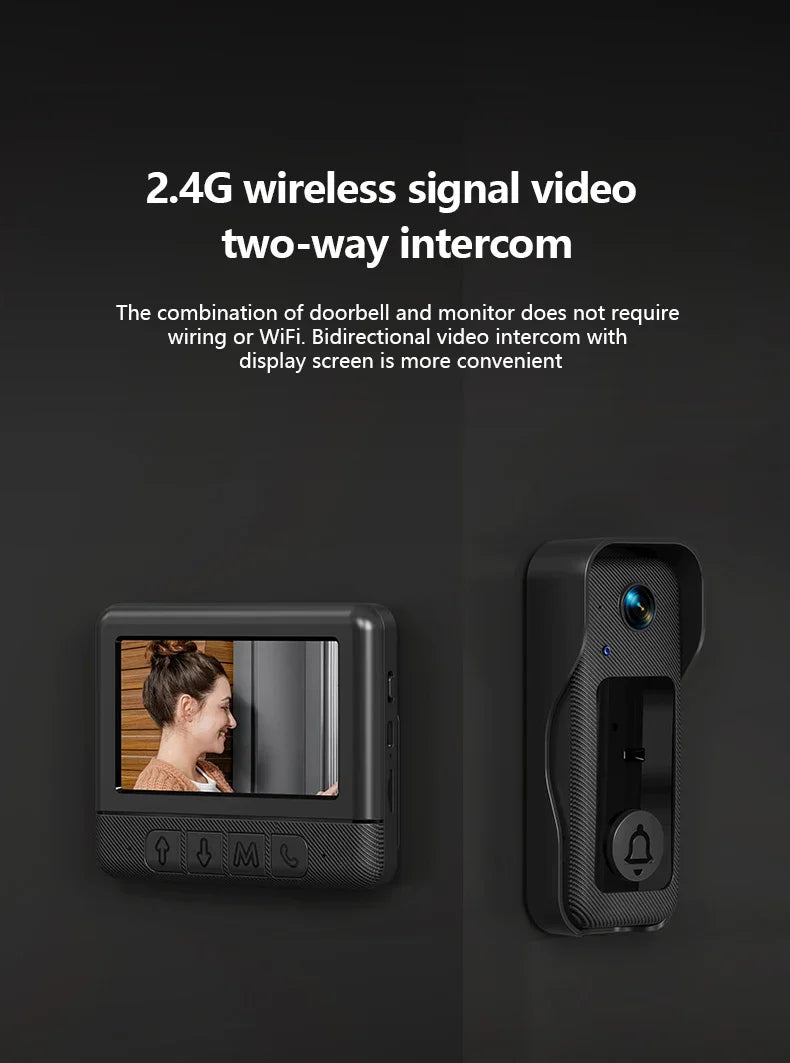 4.3'' IPS Screen Video Doorbell 2.4G Wireless Bell Night Vision