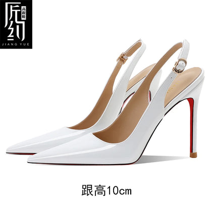 Women Heeled sandals Red Shiny Bottoms Naked color luxury Brand