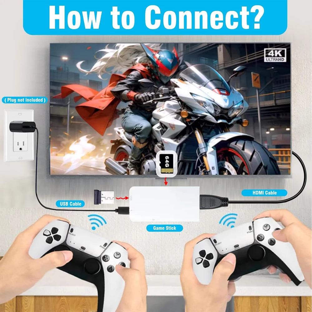 M15 Video Game Console 4K TV Game Stick 64G Built-in 20000 Games