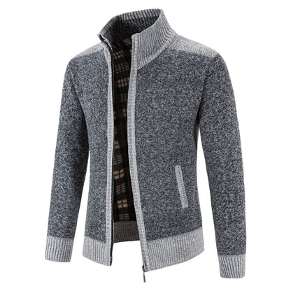 Winter Male Sweater Coat Knit Jumpers Fleece Warm Jacket