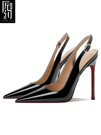 Women Heeled sandals Red Shiny Bottoms Naked color luxury Brand