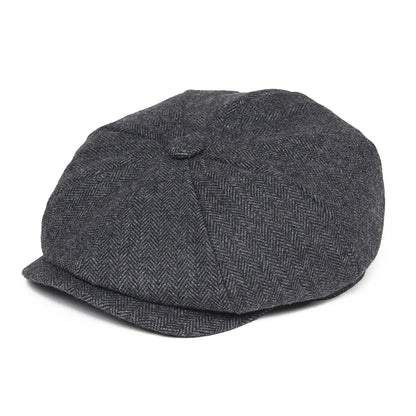 Wool Tweed Newsboy Cap Herringbone