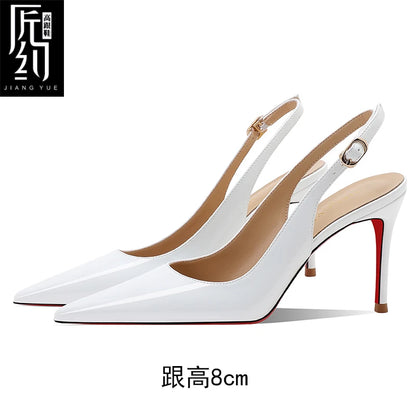 Women Heeled sandals Red Shiny Bottoms Naked color luxury Brand