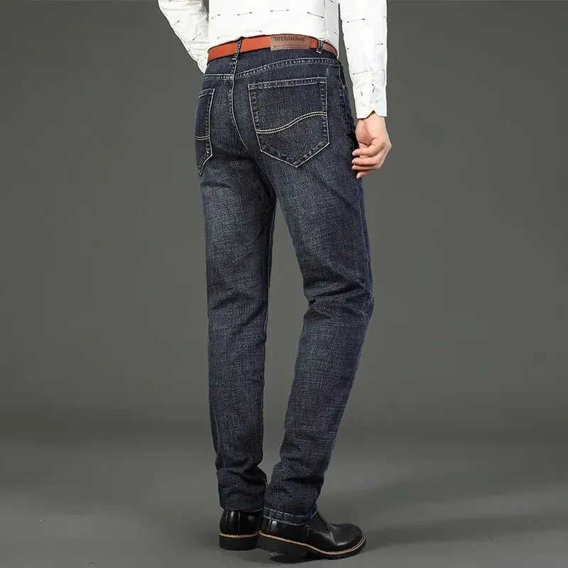While New Business Men's Jeans fleece Casual