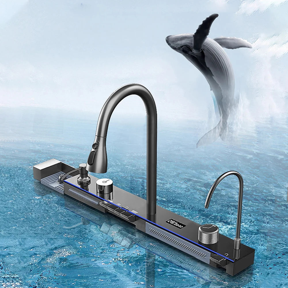 Multifunctional Kitchen Waterfall Sink Digital Display