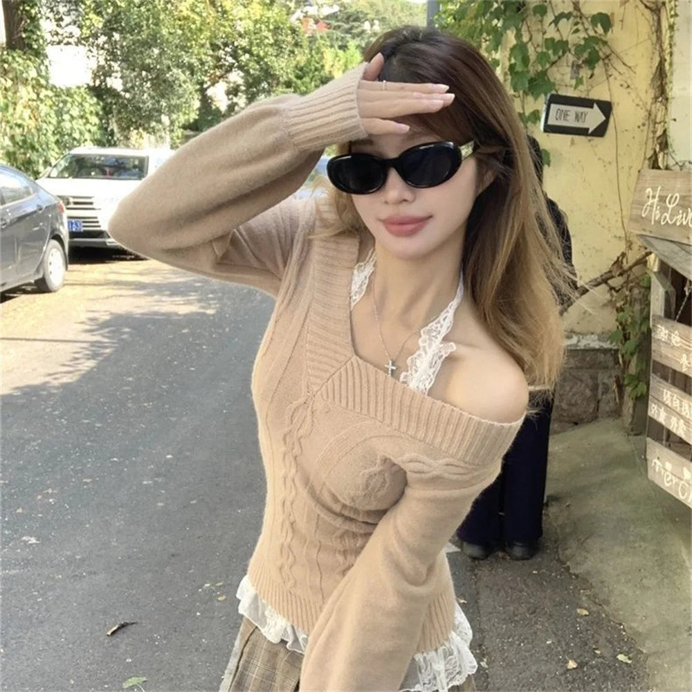 Fashion Vintage V-neck Knitted