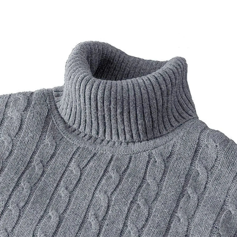 Men's Turtleneck Sweater Solid Color High Neck Pullover