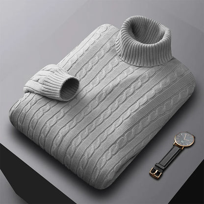 Men's Turtleneck Sweater Solid Color High Neck Pullover