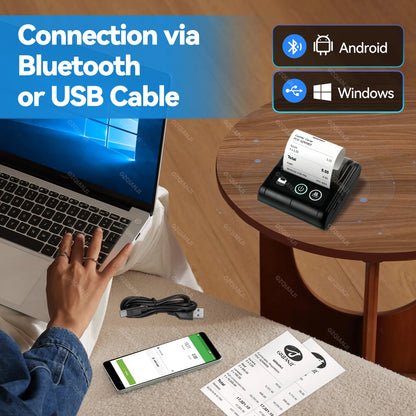 Mini Receipt Printer Mobile Portable Ticket Bill Wireless Bluetooth USB