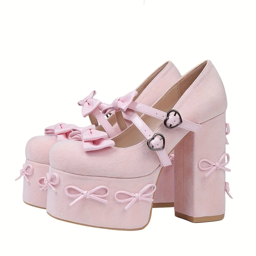 Mary Jane Heels Black Platform Chunky Heels